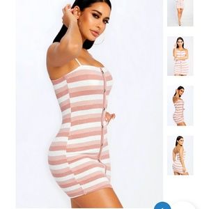 Honey bum pink and white mini dress